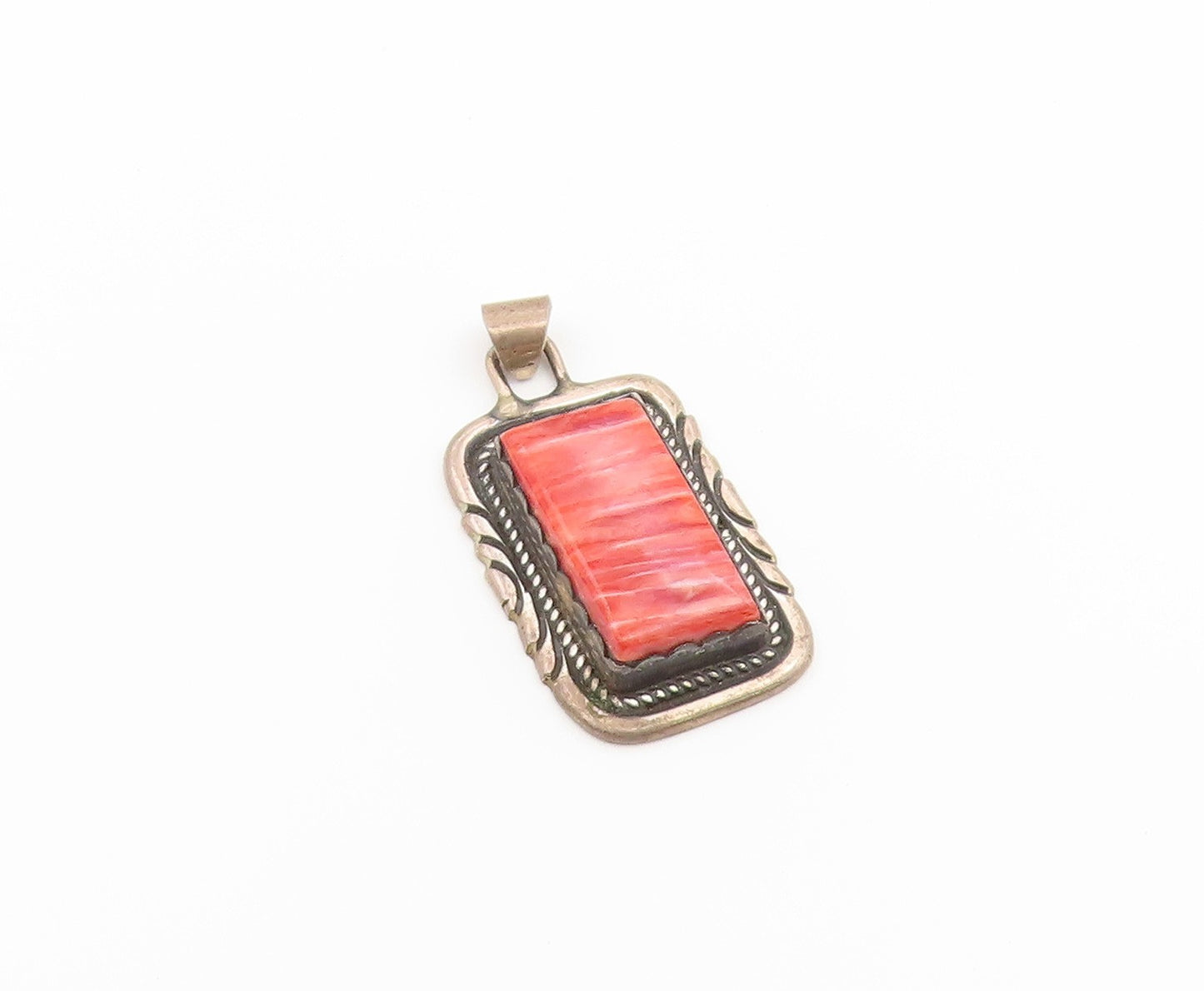 925 Sterling Silver Vintage Pendant NAVAJO Spiny Oyster Geometric Charm  PT26553