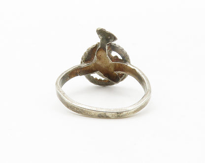 925 Sterling Silver  Vintage Dark Tone Dolphin Twist Band Ring Sz 7  RG14346
