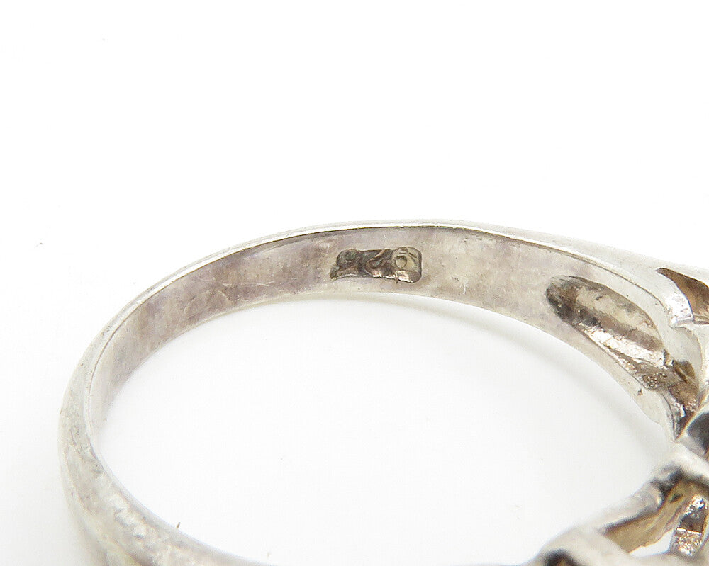 925 Sterling Silver  Vintage Prong Set Amethyst Smooth Band Ring Sz 5  RG14241