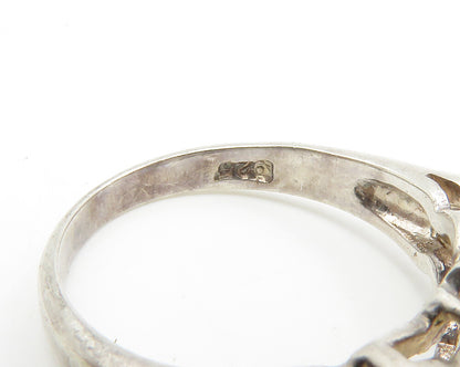 925 Sterling Silver  Vintage Prong Set Amethyst Smooth Band Ring Sz 5  RG14241