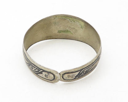 925 Sterling Silver Vintage Bracelet EAST EUROPE Antique Etched Cuff  BT12092