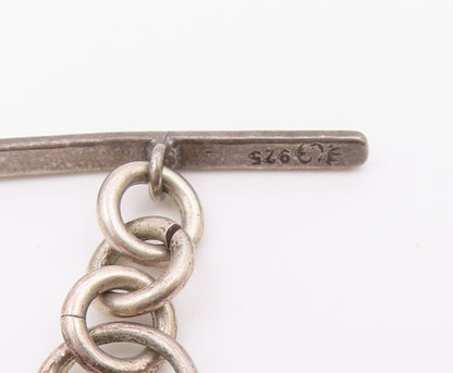 925 Sterling Silver  Vintage Beaded Detail Circle Link Chain Bracelet  BT6248