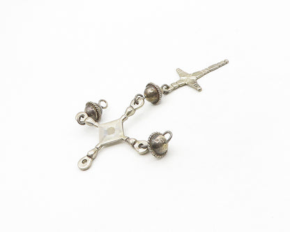 925 Sterling Silver  Vintage Dark Tone Religious Cross Drop Pendant  PT14236