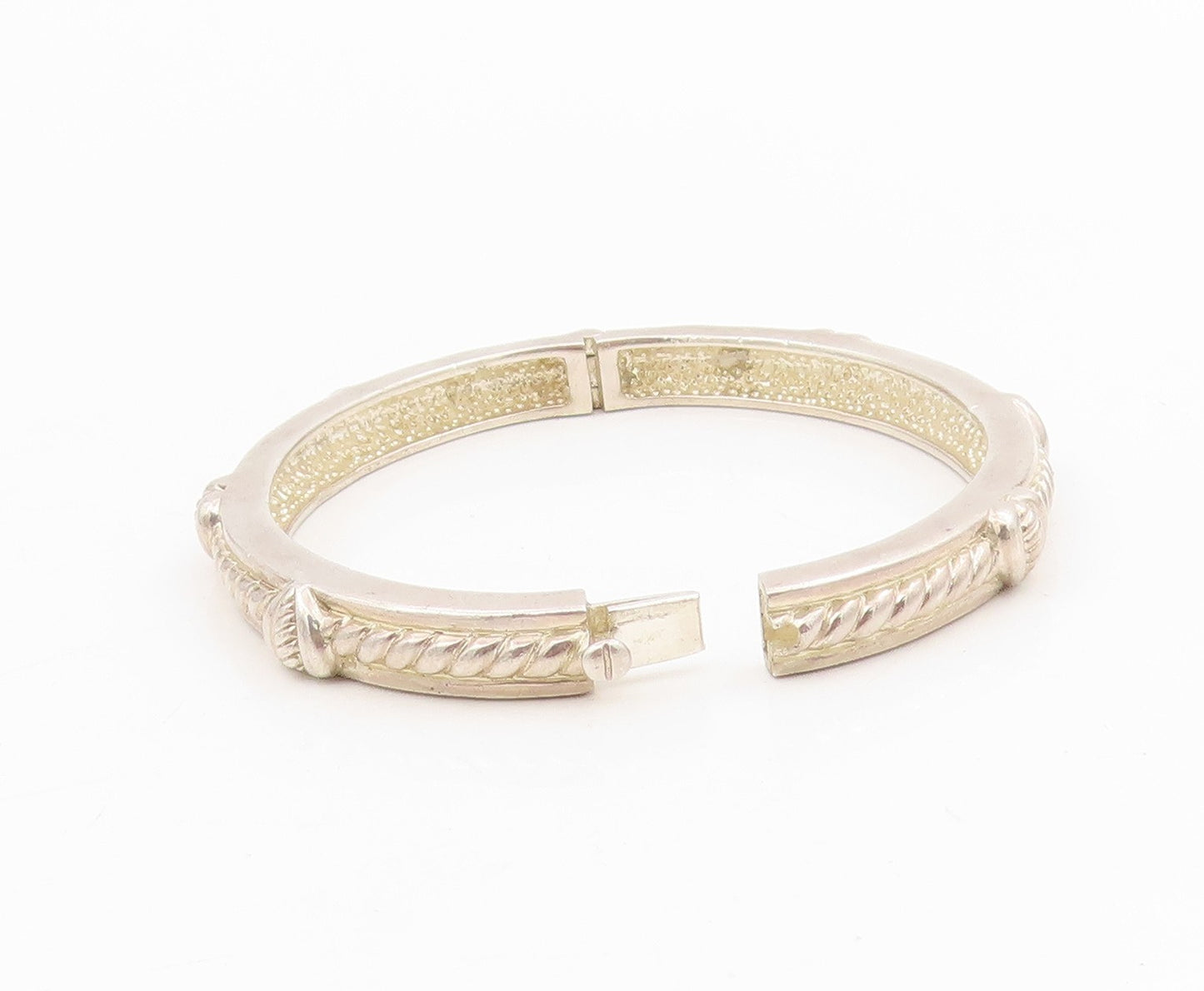 925 Sterling Silver Vintage Bracelet JUDITH RIPKA Love Heart Bangle   BT11580