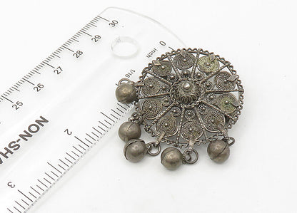 ISRAEL 925 Sterling Silver  Vintage Dangling Swirl Twist Brooch Pin  BP8412