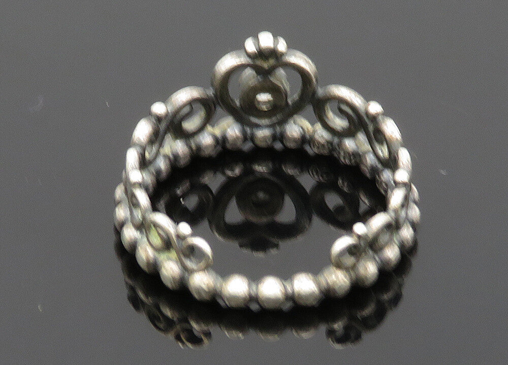 PANDORA 925 Silver  Vintage Topaz Love Heart Swirl Band Ring Sz 5  RG20362