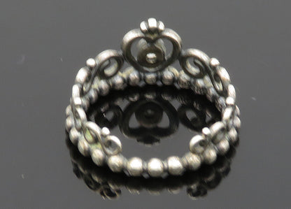 PANDORA 925 Silver  Vintage Topaz Love Heart Swirl Band Ring Sz 5  RG20362