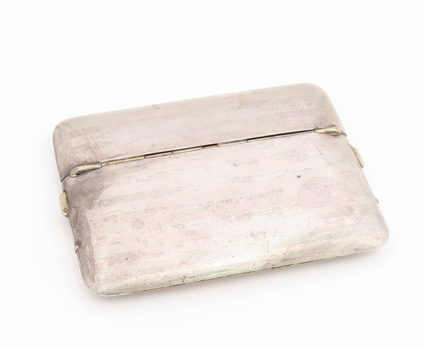 925 Sterling Silver Vintage Card Case Modernist Engraved Pattern Wallet  TR4250