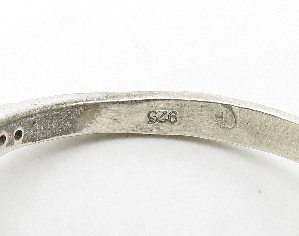 925 Sterling Silver  Vintage Topaz Open Love Heart Band Ring Sz 7.5  RG16208
