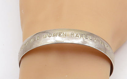 925 Sterling Silver  Vintage Women Make History Stamped Cuff Bracelet  BT3076