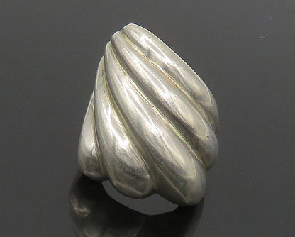MEXICO 925 Sterling Silver  Vintage Shiny Fluted Statement Ring Sz 7  RG16998
