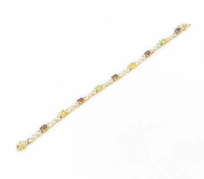 ROSS SIMON 925 Silver Genuine Diamond & Multi Stone Chain Bracelet BT6599