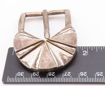 925 Sterling Silver Vintage Belt Buckle LUC BENOIT Geometric Fan Carved   TR4004