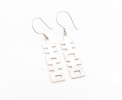 925 Sterling Silver Vintage Earrings Chinese Double Happiness Cut Out  EG13697