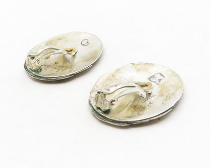 925 Sterling Silver  Vintage Oxidized Desert Night Non Pierce Earrings  EG6836