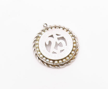 925 Sterling Silver  Vintage Happy 25th Anniversary Twist Drop Pendant  PT6193