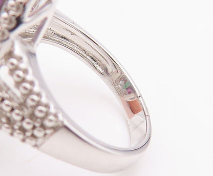 925 Sterling Silver Vintage Ring Drop Cut Mystic Topaz Carved  Sz 7.5  RG30014