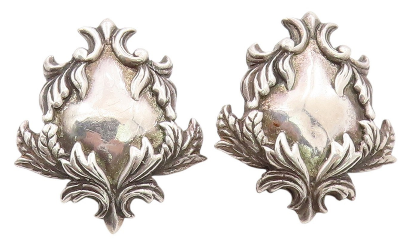 925 Sterling Silver Vintage Earrings STEPHEN DWECK Etched Floral Leaves  EG13665
