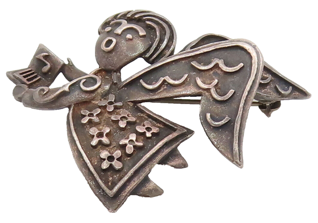 JAMES AVERY 925 Sterling Silver Vintage Singing Choir Angel Brooch Pin BP10175