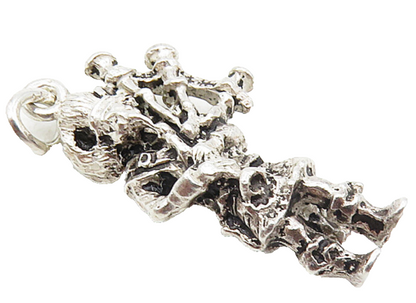 925 Sterling Silver  Vintage Petite Sculpted Bag Pipe Player Pendant  PT7041