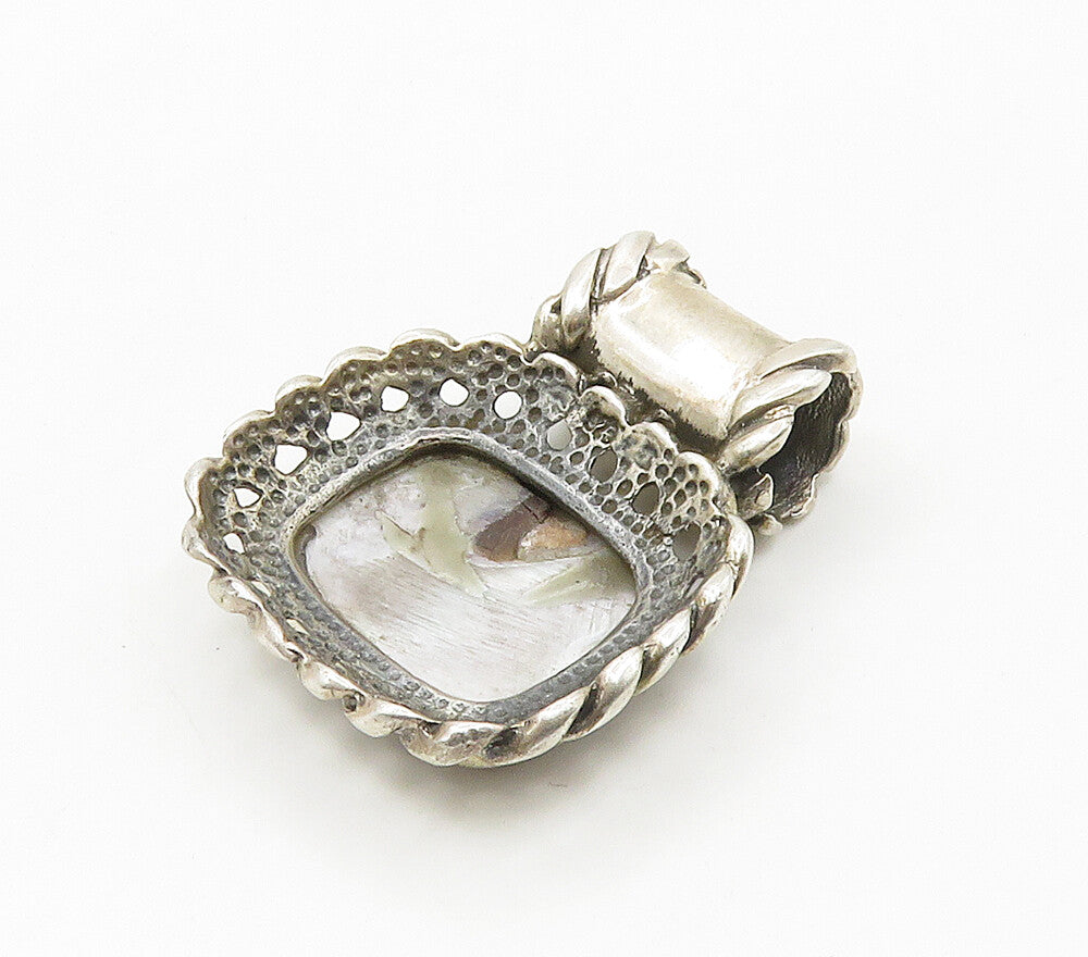 925 Sterling Silver  Vintage Abalone Shell Twist Slide Pendant  PT12140