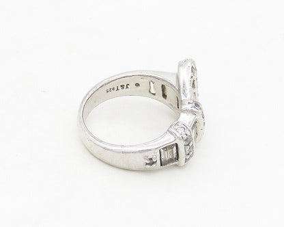 925 Sterling Silver  Shiny Topaz Belt Buckle Motif Band Ring Sz 8  RG17328