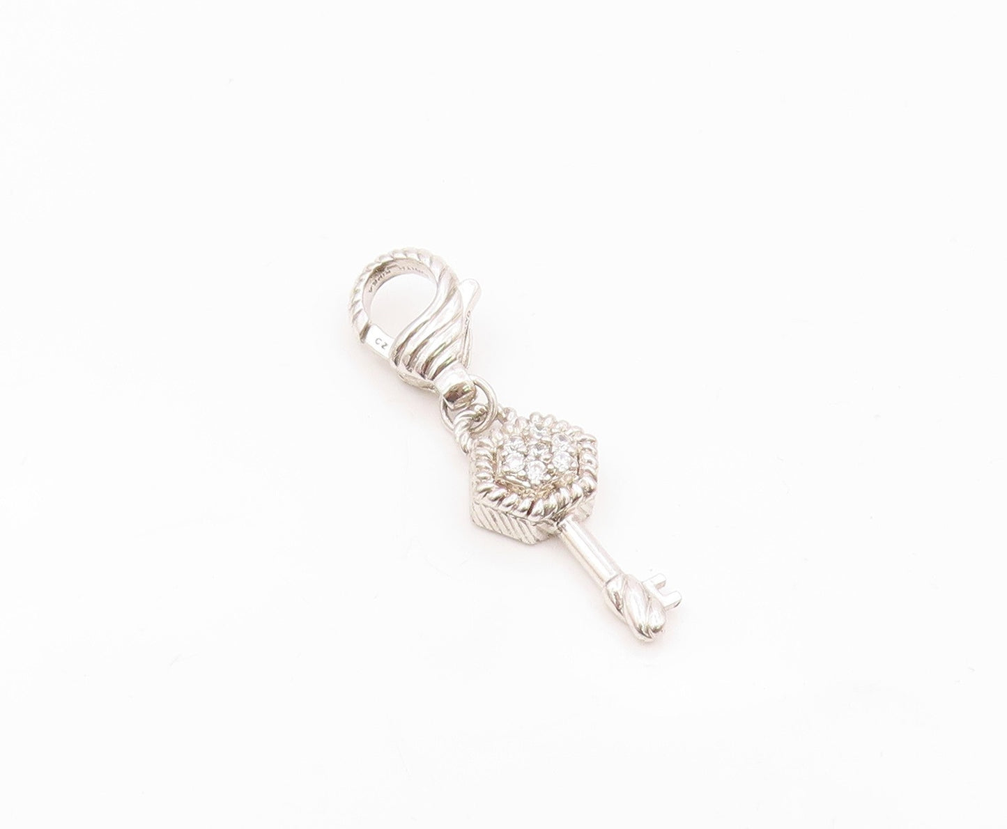 JUDITH RIPKA 925 Silver  Vintage Cubic Zirconia Key Motif Pendant  PT19498