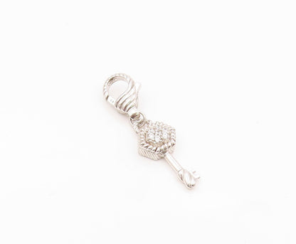 JUDITH RIPKA 925 Silver  Vintage Cubic Zirconia Key Motif Pendant  PT19498