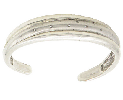 925 Sterling Silver  Vintage Genuine Diamonds Tapered Cuff Bracelet  BT7439