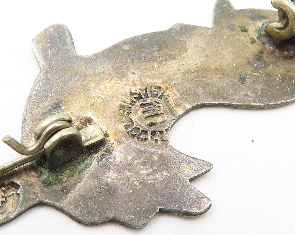MEXICO 925 Sterling Silver  Vintage Inlaid Abalone Baby Bird Brooch Pin BP7236