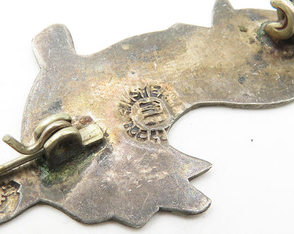 MEXICO 925 Sterling Silver  Vintage Inlaid Abalone Baby Bird Brooch Pin BP7236
