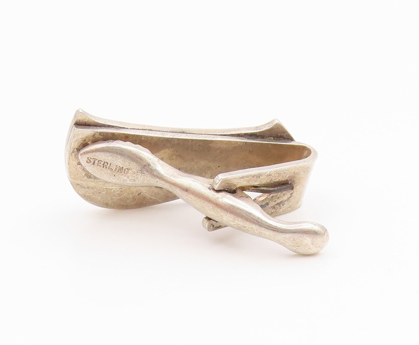 925 Sterling Silver Vintage Minimalist Etched Initial D Tie Clip  TR3399
