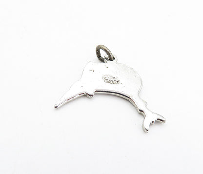 925 Sterling Silver  Petite Enamel Coated Swordfish Motif Drop Pendant  PT6348