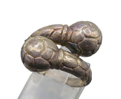 925 Sterling Silver  Vintage Dark Tone Dome Ends Bypass Ring Sz 8  RG18270