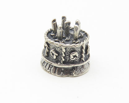 925 Sterling Silver  Vintage Petite Happy Birthday To You Cake Pendant  PT8685