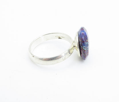 925 Sterling Silver  Faceted Purple Jasper Shiny Cocktail Ring Sz 7  RG8048