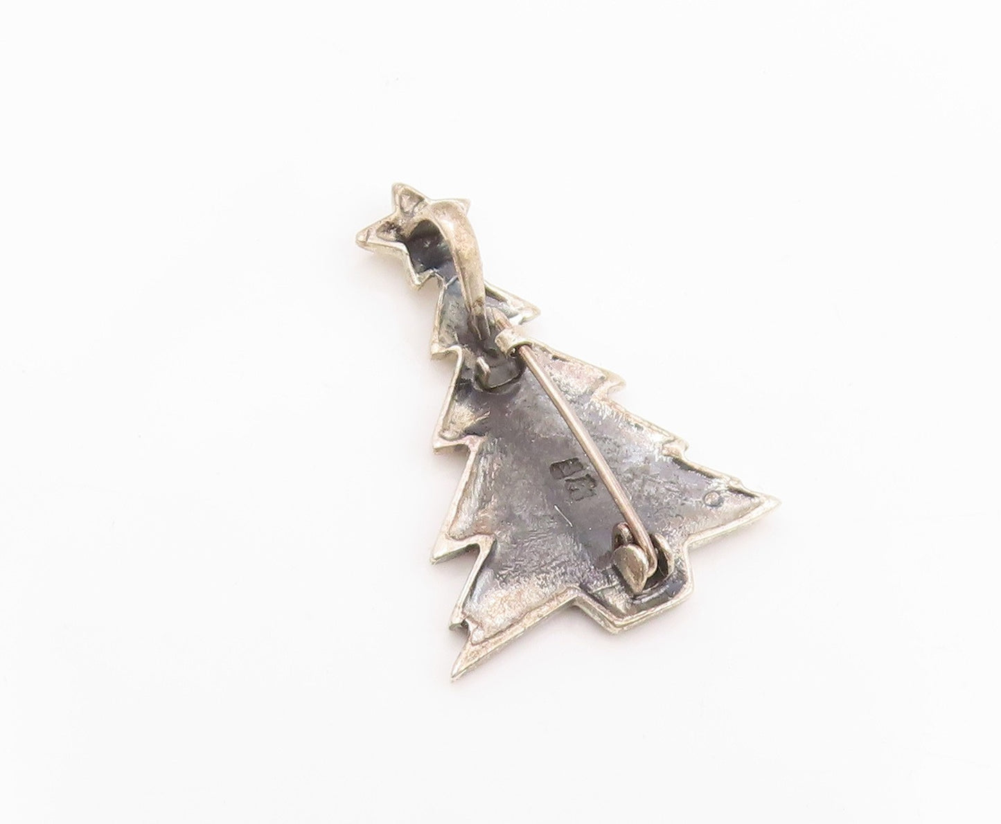 925 Sterling Silver Vintage Brooch Pin Modernist Christmas Tree Figurine BP12496