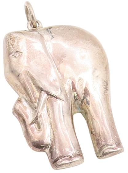 925 Sterling Silver Vintage Pendant Solid Majestic Elephant Of Fortune   PT25192