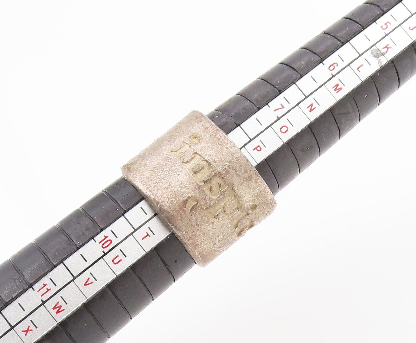 925 Sterling Silver Vintage Ring Stone Brutalist Design Band  Sz 8.5  RG34614