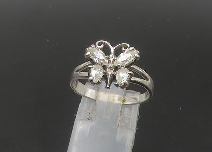 925 Sterling Silver  Vintage Cubic Zirconia Butterfly Band Ring Sz 8  RG22388