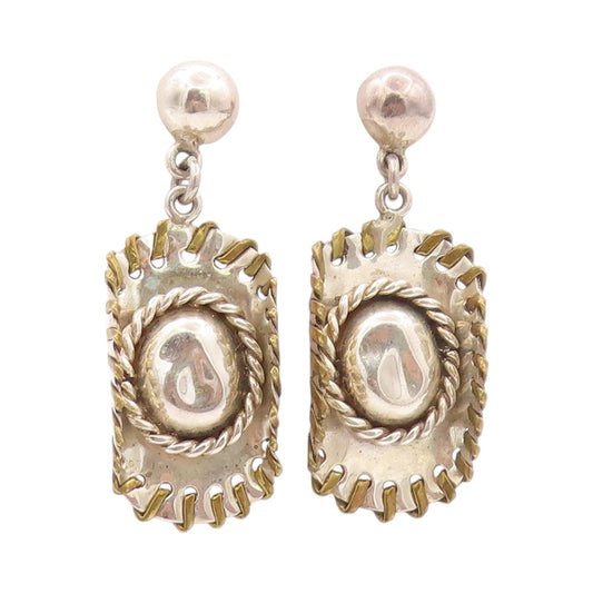 925 Sterling Silver Vintage Earrings MEXICO Dangling Cutout Cowboy Hat  EG13624