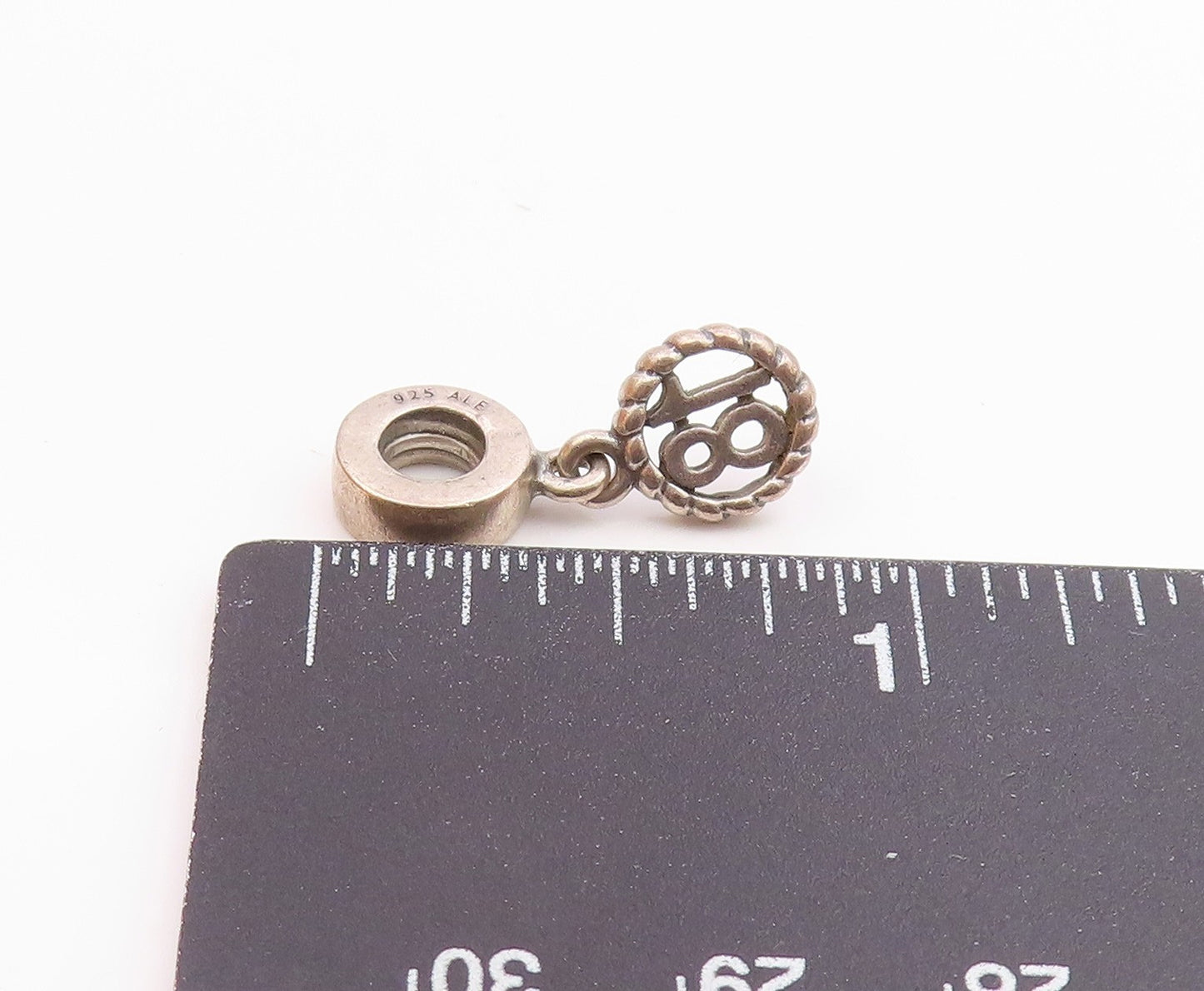 PANDORA 925 Sterling Silver Vintage Dangling 18 Birthday Pendant  PT18151