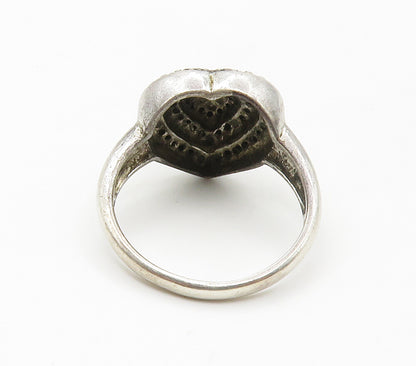 925 Sterling Silver Vintage Real Black & White Diamonds Band Ring Sz 8 RG15139