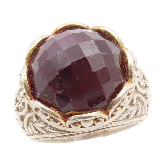 925 Sterling Silver Vintage Ring Faceted Gemstone Solid Band  Sz 9.5  RG34836