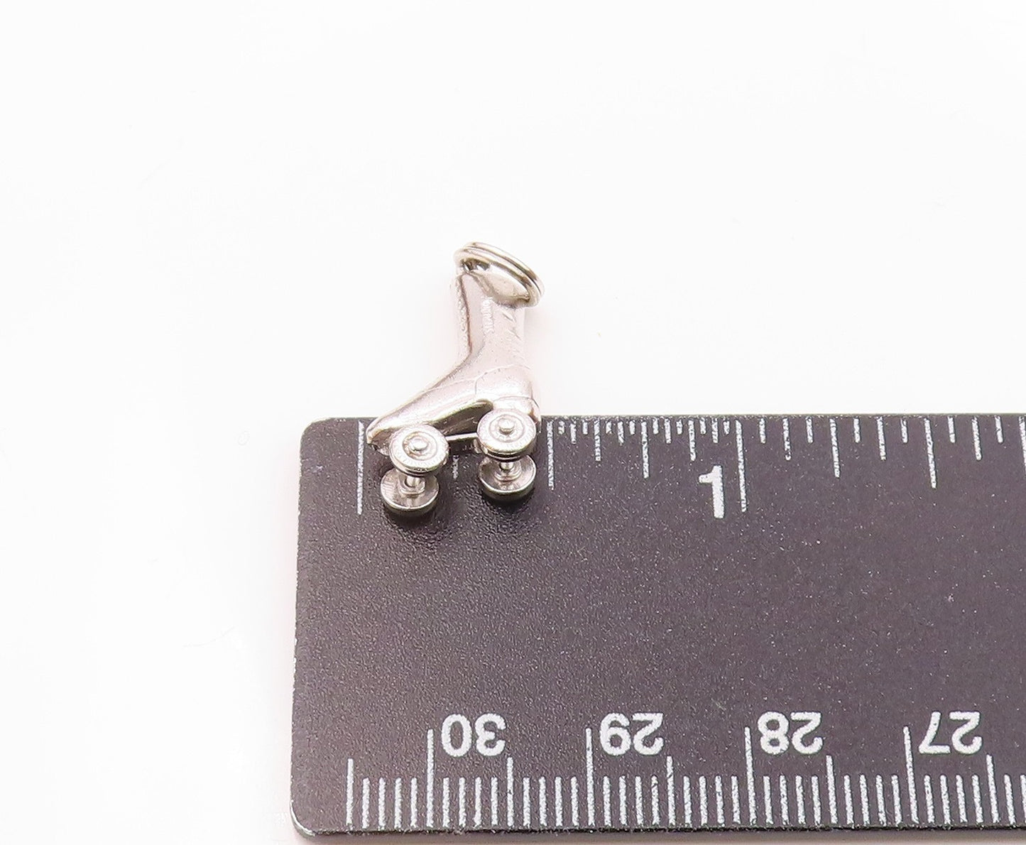 925 Sterling Silver  Vintage Moveable Wheels Roller Skate Pendant  PT21354