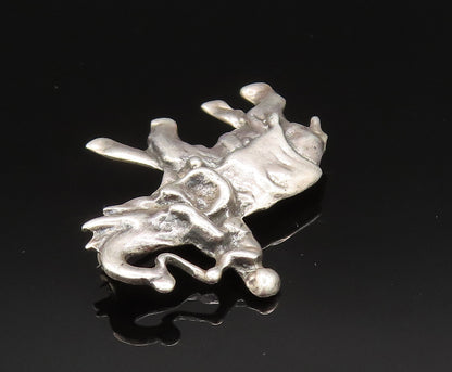 925 Sterling Silver  Vintage Man Riding Elephant Brooch Pin  BP9631