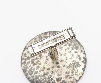 925 Sterling Silver Vintage Cufflinks CELLINI Blue Enameled Round Pair  TR4125