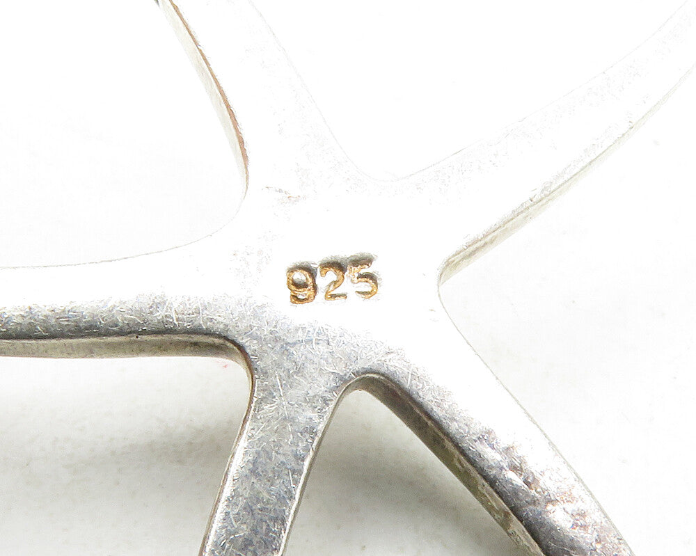 925 Sterling Silver  Vintage Petite Starfish Motif Smooth Shiny Pendant PT9853