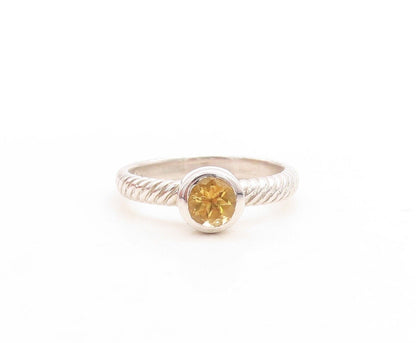 925 Sterling Silver Vintage Ring Round Cut Stackable Citrine  Sz 5.5  RG30080