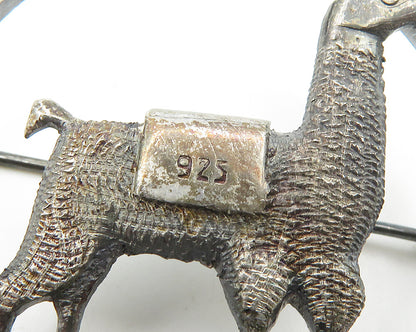 925 Sterling Silver  Vintage Dark Tone Alpaca Open Circle Brooch Pin  BP7300